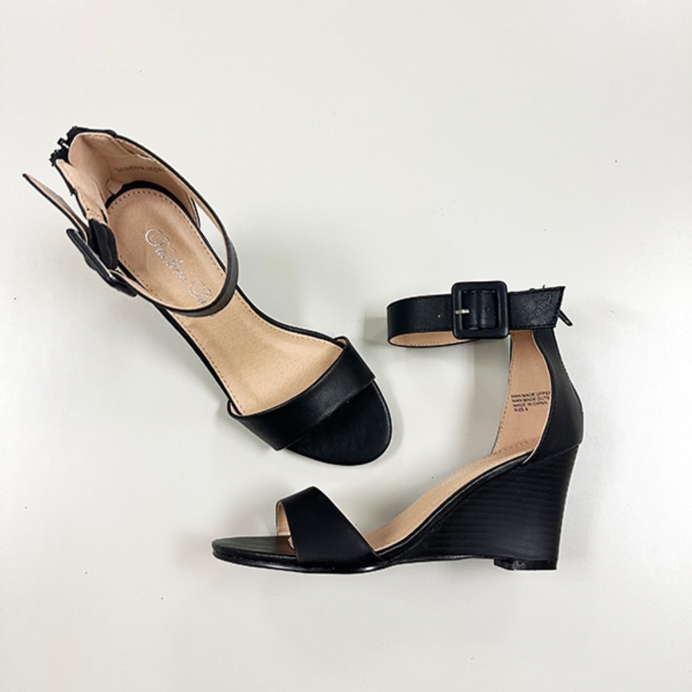 Wedge Dressy Sandals from Fashion Focus - S001-1 Black